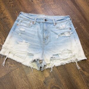 American Eagle Mom Shorts Denim Jean Comfort Stretch Waistband Size 4 Distressed